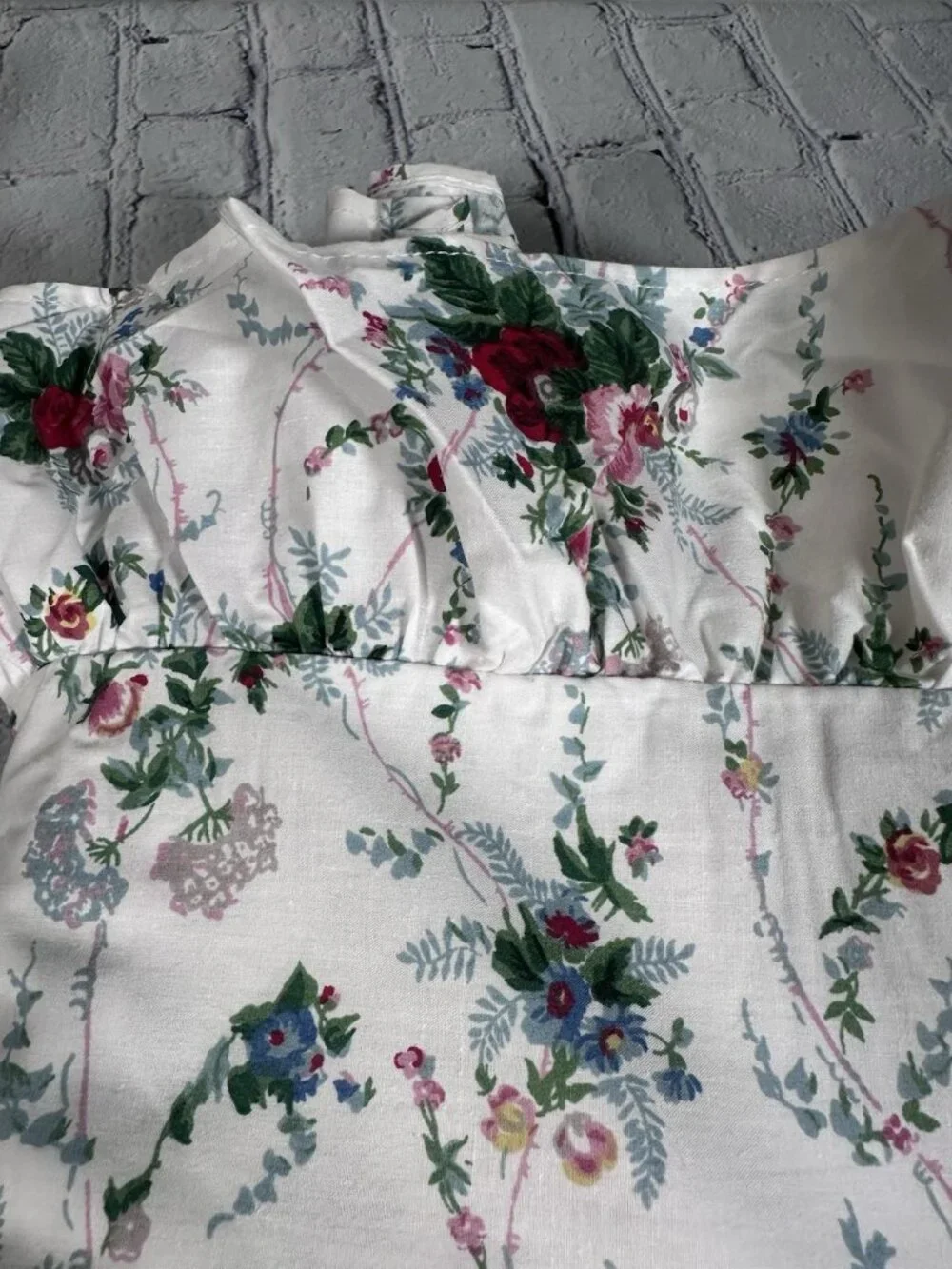 Ralph Lauren Ruffle Twin XL Flat Sheet Cottagecore Floral Shabby Chic Vintage